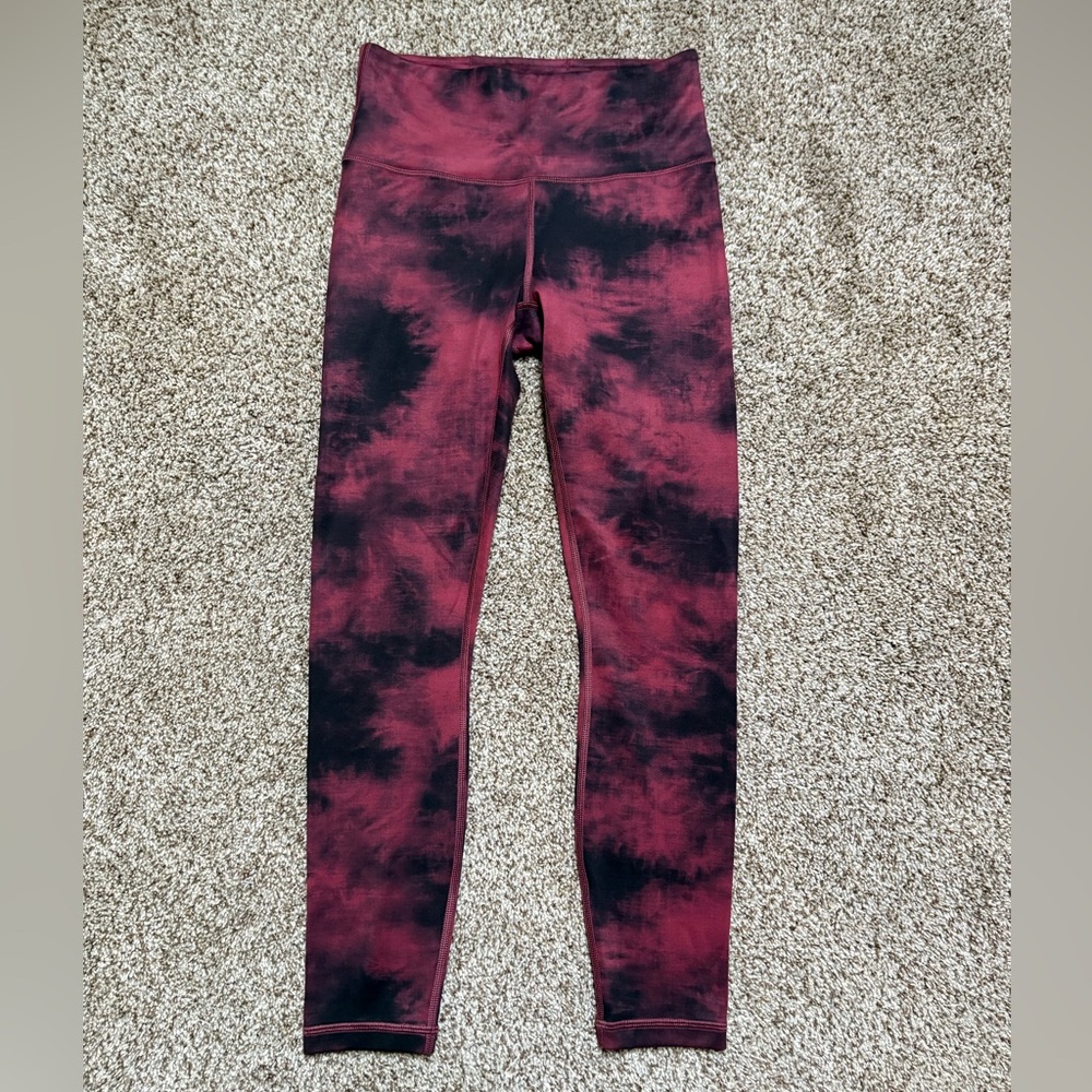 Athleta Elation 7/8 Tight In Orchid Pink Ice Dye Red & Black Powervita Leggings - Picture 2 of 9